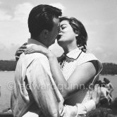 Irene Papas and Robert Mitchum (?). Cannes Film Festival 1952. - Photo by Edward Quinn