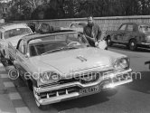 French actor Raymond Pellegrin during filming of "Sérénade au Texas". Hotel Negresco, Nice 1957 or 1958. Car: Dodge Custom Royal 1957. - Photo by Edward Quinn