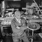Picasso at work at the Madoura pottery in Vallauris. 23.3.53 - Photo by Edward Quinn