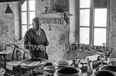 Pablo Picasso at work at the Madoura pottery. Vallauris. 23.3.53 - Photo by Edward Quinn