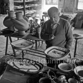 Pablo Picasso at work at the Madoura pottery. Vallauris 23.3.1953. - Photo by Edward Quinn