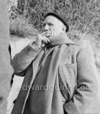 Pablo Picasso during an interview in front of La Galloise, Vallauris 1953. - Photo by Edward Quinn