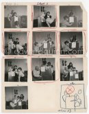 Contact prints of the photos of the drawing lesson given by Pablo Picasso to his children Claude Picasso and Paloma Picasso. "La Galloise", Vallauris 16.4.1953. Collage by Edward Quinn. - Photo by Edward Quinn