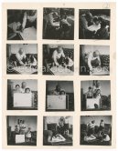 Contact prints of the photos of the drawing lesson given by Pablo Picasso to his children Claude Picasso and Paloma Picasso. "La Galloise", Vallauris 16.4.1953. Collage by Edward Quinn. - Photo by Edward Quinn