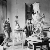 Pablo Picasso and Françoise Gilot at Le Fournas with sculpture "Petite fille sautant à la corde". Vallauris 1950. - Photo by Edward Quinn