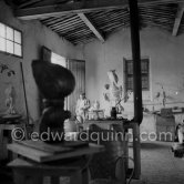 Pablo Picasso at the sculpture studio Le Fournas, Vallauris 1953. - Photo by Edward Quinn