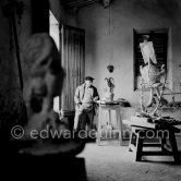 Pablo Picasso at the sculpture studio Le Fournas, Vallauris 1953. - Photo by Edward Quinn
