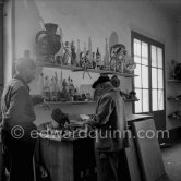 Pablo Picasso and Paulo Picasso. Studio Le Fournas, Vallauris 1953. - Photo by Edward Quinn