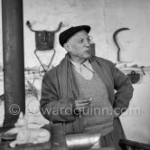 Pablo Picasso at Studio Le Fournas, Vallauris 1953. - Photo by Edward Quinn