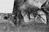Pablo Picasso's slippers and painting utensils. Le Fournas, Vallauris 1953. - Photo by Edward Quinn