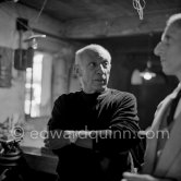 Pablo Picasso during filming. (Luciano Emmer film). Vallauris 15.10.1953. - Photo by Edward Quinn