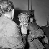 Pablo Picasso with peaked cap. Vallauris 1953. - Photo by Edward Quinn