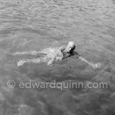 Pablo Picasso swimming. Golfe-Juan 1954. - Photo by Edward Quinn