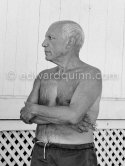 Pablo Picasso at the beach. Golfe-Juan 1954. - Photo by Edward Quinn