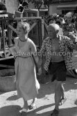 Local Corrida. Pablo Picasso with not yet identified person (Geneviève Laporte?). Vallauris 1954. - Photo by Edward Quinn