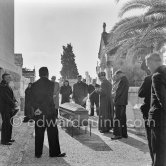26.2.1955, funeral of Olga Pablo Picasso, born Khokhlova, Pablo Picasso’s first wife. With her son Paulo Picasso, Georges and Suzanne Ramié (but not Pablo Picasso). Cimetière le Grand Jas. Cannes 1955. - Photo by Edward Quinn
