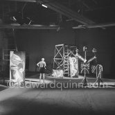 Pablo Picasso during filming of "Le mystère Picasso", Nice, Studios de la Victorine 1955. - Photo by Edward Quinn