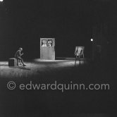 Pablo Picasso during filming of "Le mystère Picasso". Nice, Studios de la Victorine 1955. - Photo by Edward Quinn