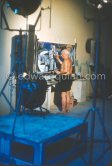 Pablo Picasso painting "La plage à la Garoupe I" for the film "Le mystère Picasso". Nice, Studios de la Victorine, 1955. - Photo by Edward Quinn