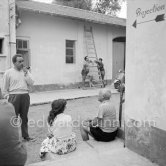 After a day's work. Pablo Picasso and Henri-Georges Cluzot. During filming of "Le mystère Picasso". Nice, Studios de la Victorine, 1955. - Photo by Edward Quinn