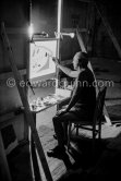 "Le mystère Picasso", work on corrida painting. Nice, Studios de la Victorine 1955. - Photo by Edward Quinn
