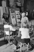 Pablo Picasso, Maya Picasso, Henri-Georges Clouzot. "Le mystère Picasso", Nice, Studios de la Victorine 1955. - Photo by Edward Quinn