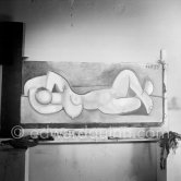 During filming of "Le mystère Picasso", documentary. Nice, Studios de la Victorine, 1955. - Photo by Edward Quinn