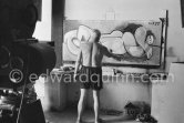 Pablo Picasso at work during filming of "Le mystère Picasso", documentary. Nice, Studios de la Victorine, 1955. - Photo by Edward Quinn