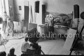 Pablo Picasso at work during filming of "Le mystère Picasso", documentary. Nice, Studios de la Victorine, 1955. - Photo by Edward Quinn
