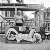 Pablo Picasso during filming of "Le mystère Picasso". Nice, Studios de la Victorine, 1955. - Photo by Edward Quinn