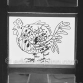 Something begun as a bouquet has become first a fish, then a cock, and finally the head of a faun. "Le mystère Picasso", Nice, Studios de la Victorine 1955. - Photo by Edward Quinn