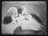 Development of goat painting. "Le mystère Picasso", Nice, Studios de la Victorine 1955. - Photo by Edward Quinn