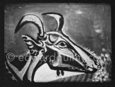 Development of goat painting. "Le mystère Picasso", Nice, Studios de la Victorine 1955. - Photo by Edward Quinn