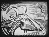 Development of goat painting. "Le mystère Picasso", Nice, Studios de la Victorine 1955. - Photo by Edward Quinn