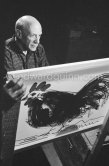 Pablo Picasso at work. "Le mystère Picasso", Nice, Studios de la Victorine 1955. - Photo by Edward Quinn