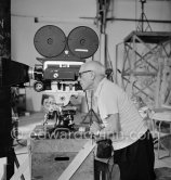 Pablo Picasso on camera. "Le Mystère Pablo Picasso", Nice, Studios de la Victorine 1955. - Photo by Edward Quinn