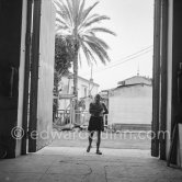Pablo Picasso on the grounds of the Studios de la Victorine during filming of "Le mystère Picasso", Nice 1955. - Photo by Edward Quinn