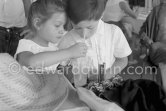 Local Corrida. Restaurant Le Vallauris. Claude Picasso and Paloma Picasso. Vallauris 1955. - Photo by Edward Quinn