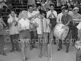 At Pablo Picasso's arrival on the village square where the corrida is to be held the band blares out some of his favourite Spanish melodies. Vallauris 1955. - Photo by Edward Quinn