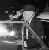 Pablo Picasso and Jacqueline arriving at the showing of "Le mystère Picasso". Cannes Film Festival 1956. - Photo by Edward Quinn