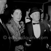 Pablo Picasso and Jacqueline attending the showing of "Le mystère Picasso". Cannes Film Festival 1956. - Photo by Edward Quinn