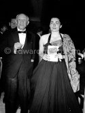 Pablo Picasso and Jacqueline attending the showing of "Le mystère Picasso". Cannes Film Festival 1956. - Photo by Edward Quinn