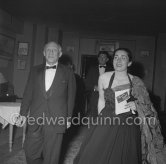 Pablo Picasso, Paulo Picasso and Jacqueline attending the showing of "Le mystère Picasso". Cannes Film Festival 1956. - Photo by Edward Quinn