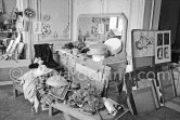 In Pablo Picasso’s studio at La Californie, a corner was reserved for a great number of hats and masks given to him by friends and visitors. La Californie, Cannes 1956. - Photo by Edward Quinn