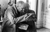 Pablo Picasso and Alberto Magnelli. La Californie, Cannes 1956. - Photo by Edward Quinn