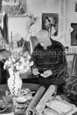Pablo Picasso on the day of his 75th birthday. La Californie, Cannes 1956. - Photo by Edward Quinn