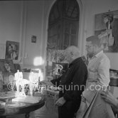 Pablo Picasso with Jean Ramié. La Californie, Cannes 1956. - Photo by Edward Quinn