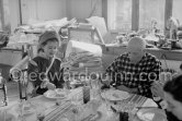 Pablo Picasso and Paloma at Christmas. "La Californie, Cannes" 1956. - Photo by Edward Quinn