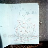 "Faune" or "Portrait d'un homme" (dedicated: pour Quinn)", La Californie, Cannes 1956. - Photo by Edward Quinn