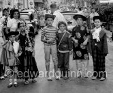Festivity at Vallauris: Inès Sassier, Picasso's housekeeper, Gérard Sassier, Paloma, Catherine ("Cathy") Hutin and Claude. Vallauris 1957. - Photo by Edward Quinn